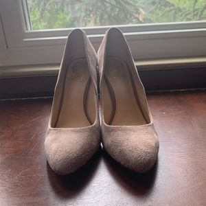 Vince Camuto suede heels with laced detailing